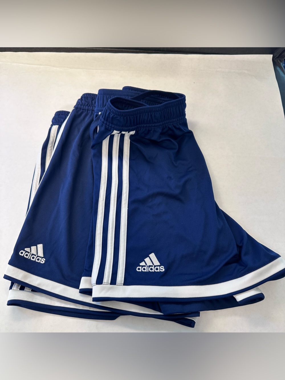 2 Pack Adidas Navy Climalite Athletic Soccer Shorts Youth Medium 12-14 Training